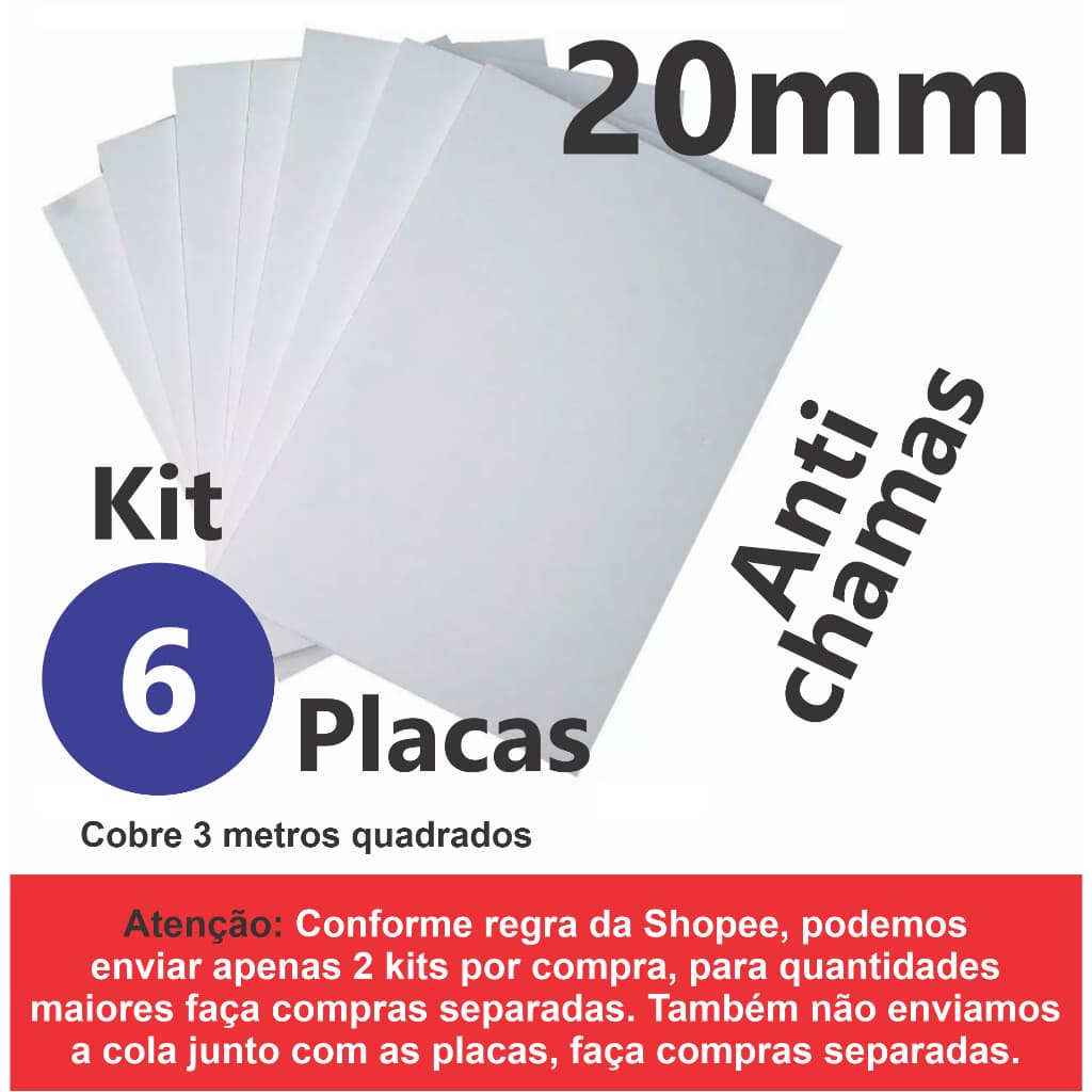 6 PLACAS FORRO EPS T1 ANTICHAMAS TÉRMICO ESPESSURA 20MM ( 2CM ) TAMANHO 100x50x2cm - ENVIO IMEDIATO