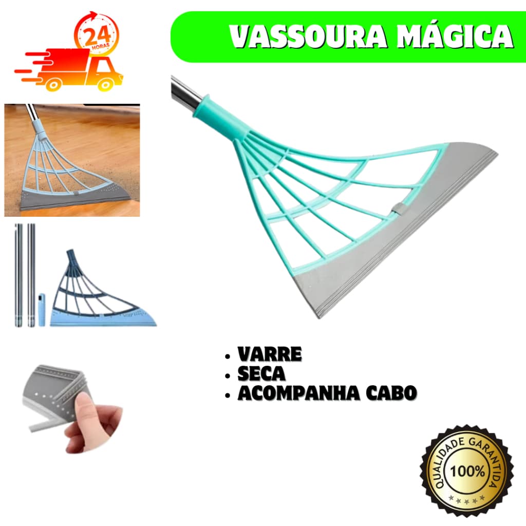 Vassoura mágica rodo multiuso mop tira sujeira limpa vidro esfrega esfregão cabo inox desmontavel