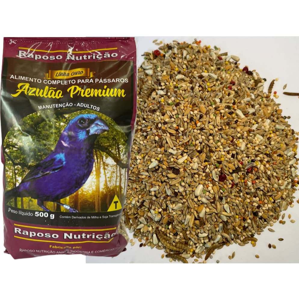 Azulão Premium C/ Tenebrios 500gr - Raposo Nutrição