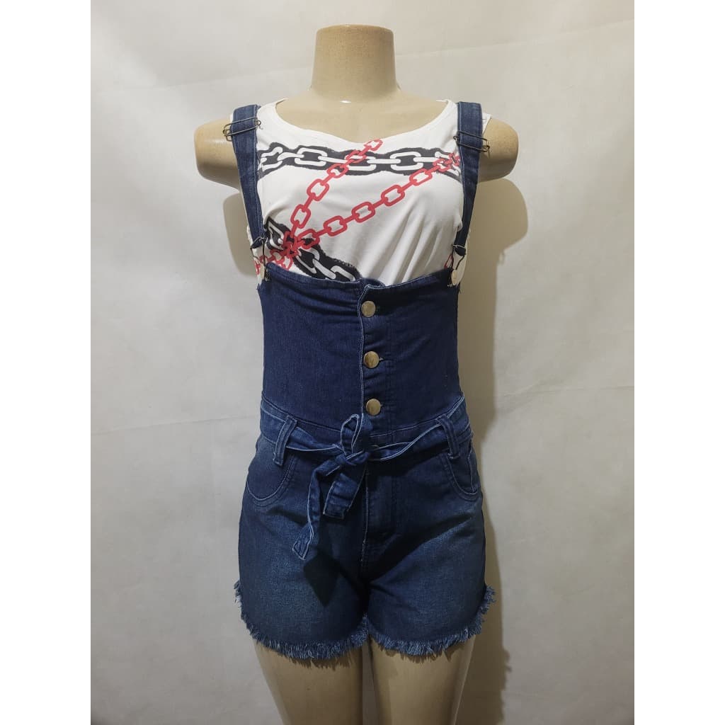 Macaquinho jardineira jeans Chana tam 44 veste M usado bom estado