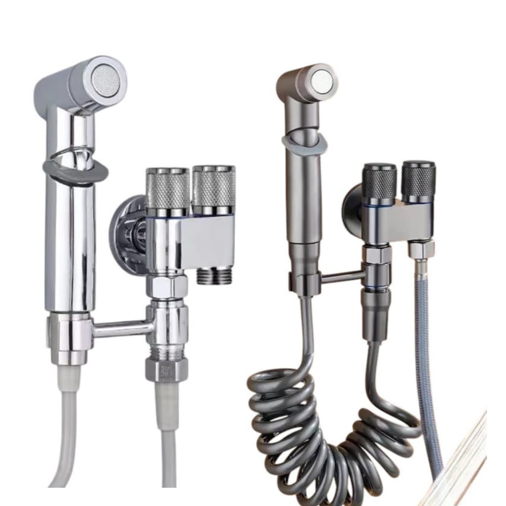 Ducha Higiênica Para Banheiro Lavatório Registro Duplo Chumbo/Cromada Inox ABS KIT DUCHA + REGISTRO DUPLO