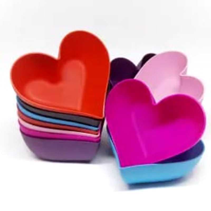 Cumbuca Coração 270ml Varias Cores; Kit 6,12 ou 16 (Plástico). Petisco/Sobremesa/Frutas/Porções.