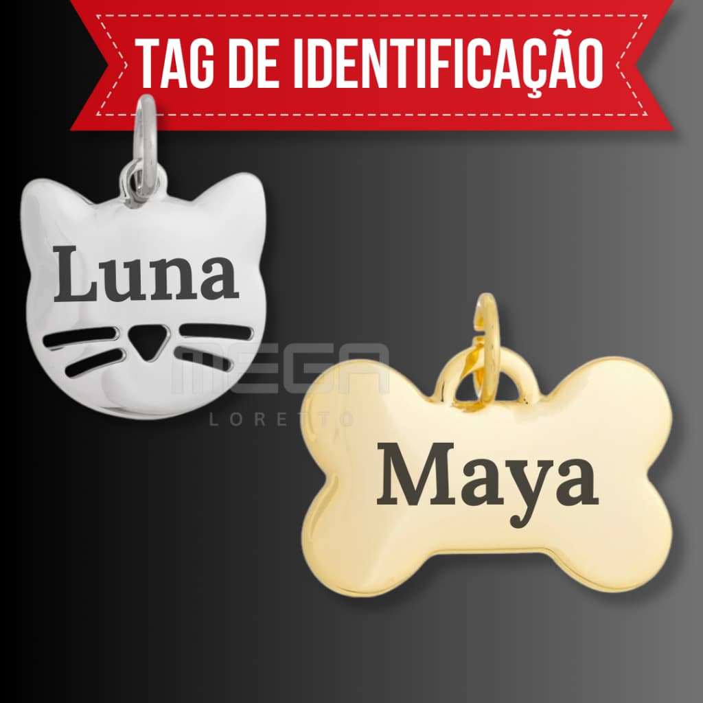 Osso para Coleira Personalizado Nome e Telefone Gravados