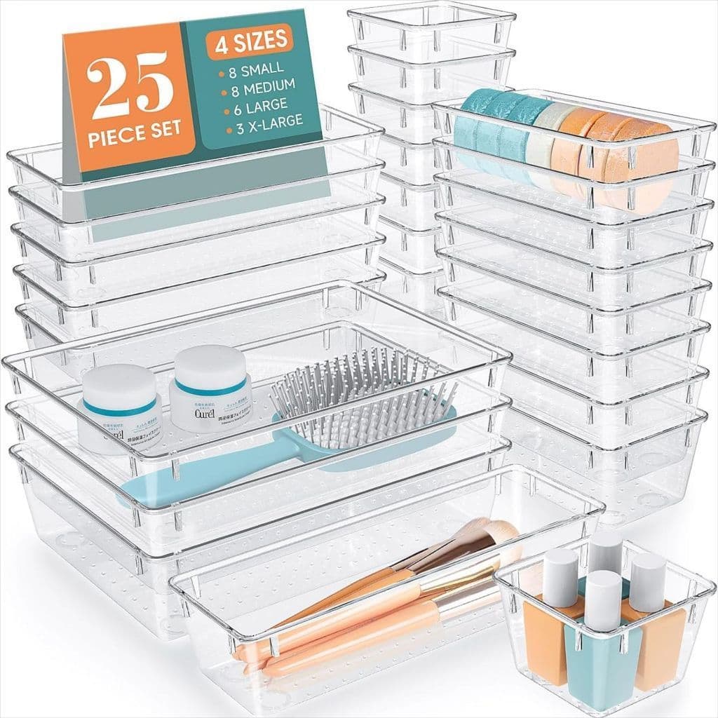 Kit 25 Organizador Multiuso Modular Gavetas Acrílico Cristal