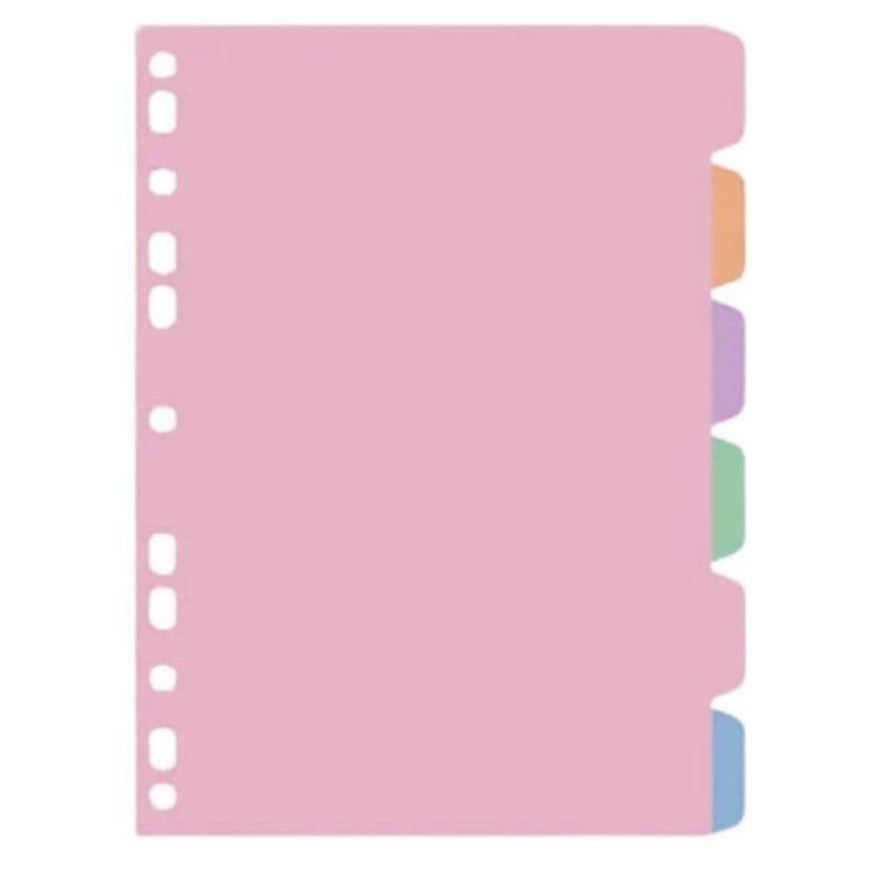 Divisória para fichário plástica A4 PVC tons pastel 6 unidades ACP