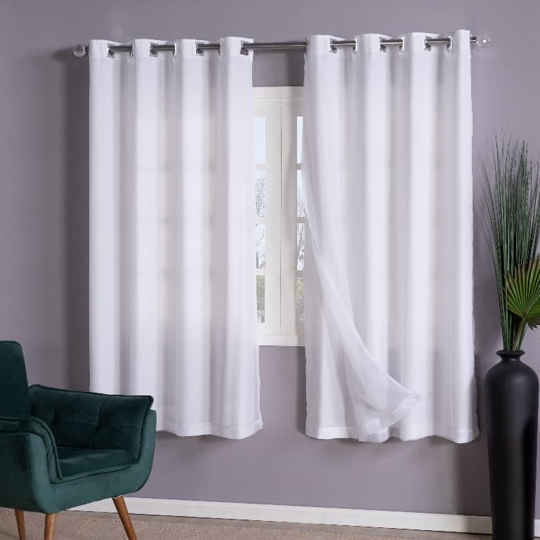 Cortina Sala E Quarto Voil Com Forro 2,80m X 1,70m Voal liso Corta Luz para Decoracao Tecido Macio