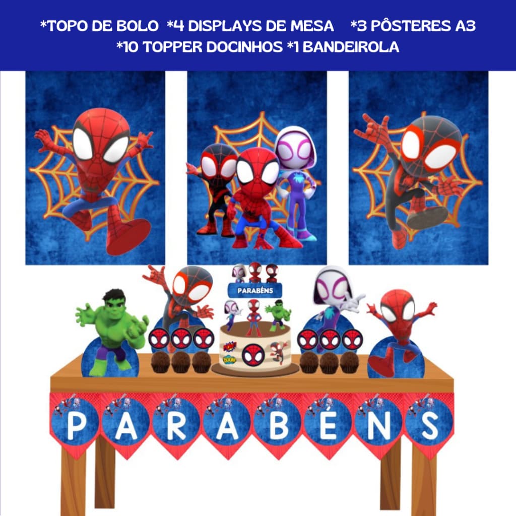 Kit Festa em Casa - Spidey e Seus Amigos Espetaculares - Só um Bolinho - Mesversário