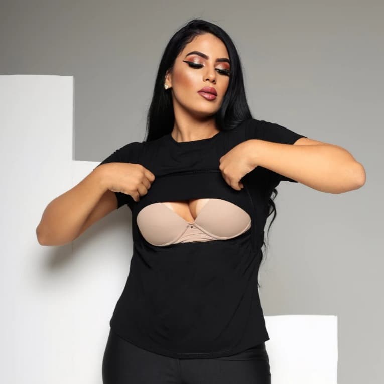 Blusa de Amamentação Blusinha Viscolycra Camiseta Feminina Blusa Gestante