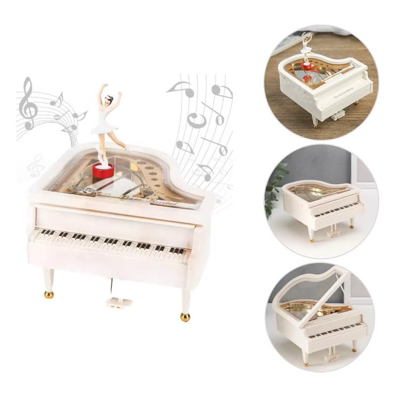 Caixinha de Música Formato Piano Com Bailarina Dançarina!