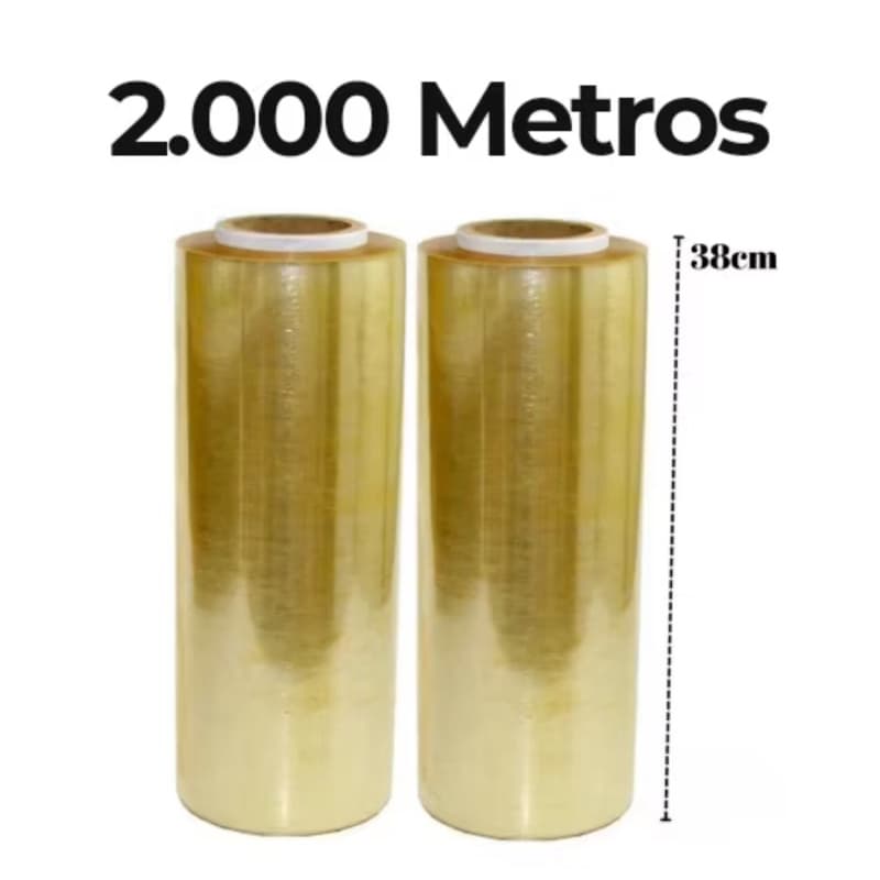Kit Rolo Bobina Plastico Filme Pvc Esticavel Resistente 38cm X 1000m