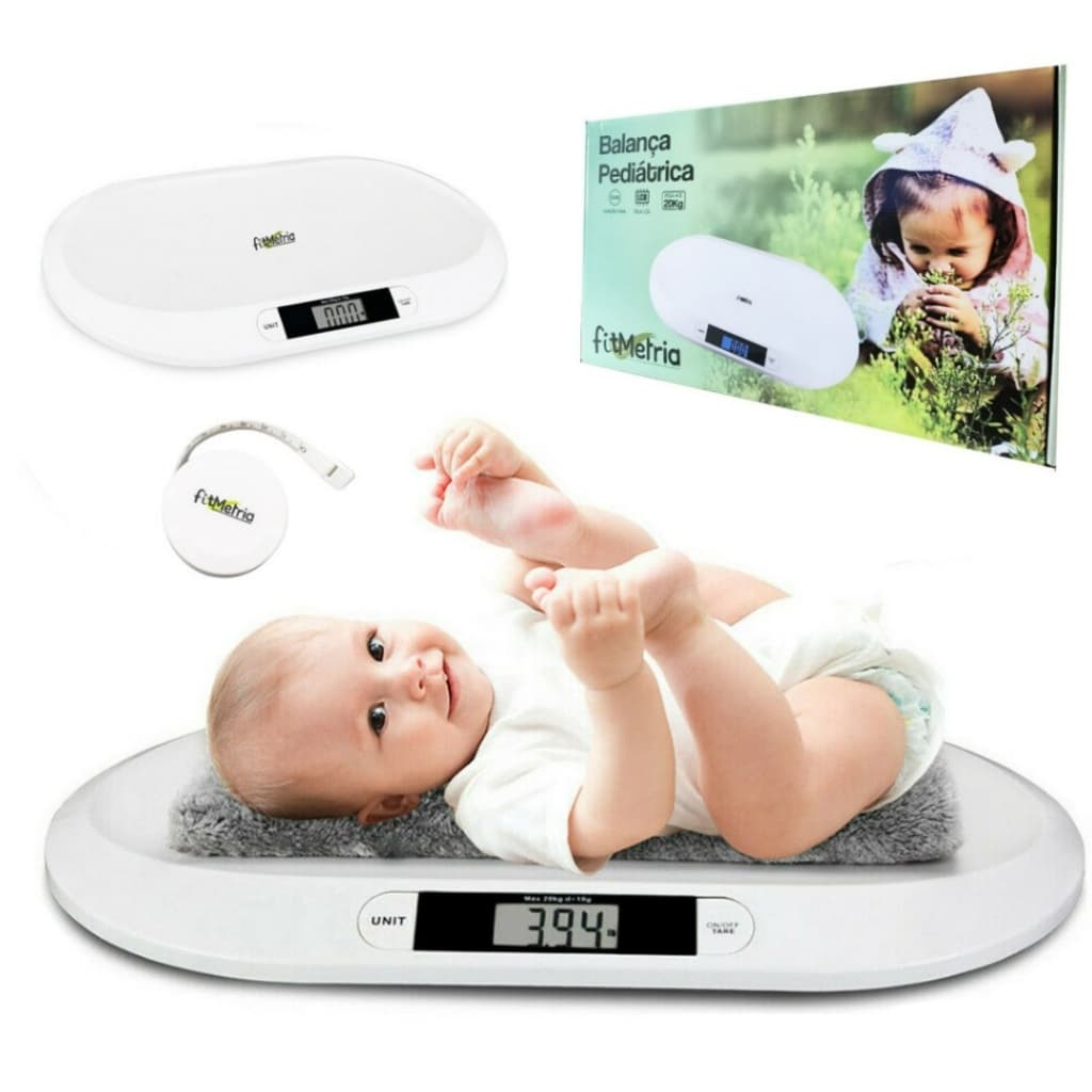 Balança Digital Pediátrica Infantil medir peso Criança Bebê até 20kg função Tara FITMETRIA