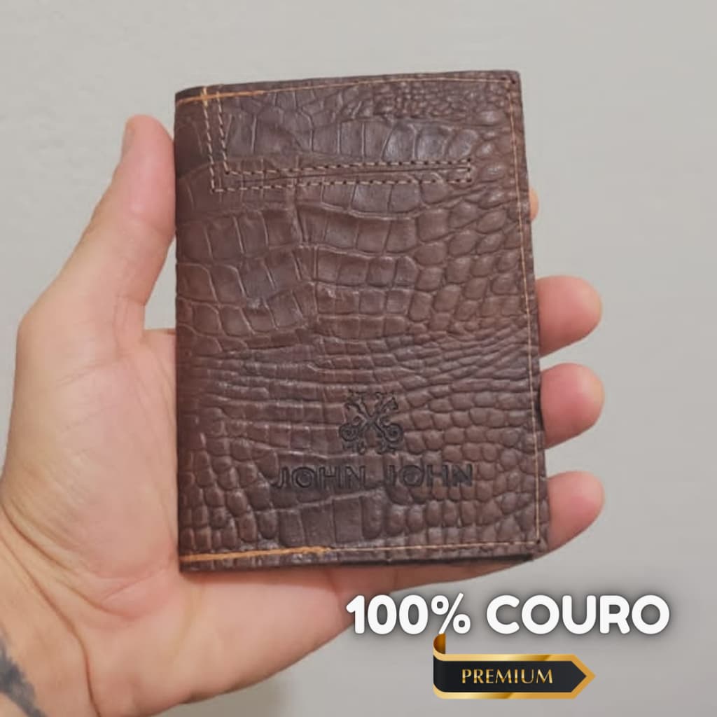 carteira masculina porta cartão 100% couro slin