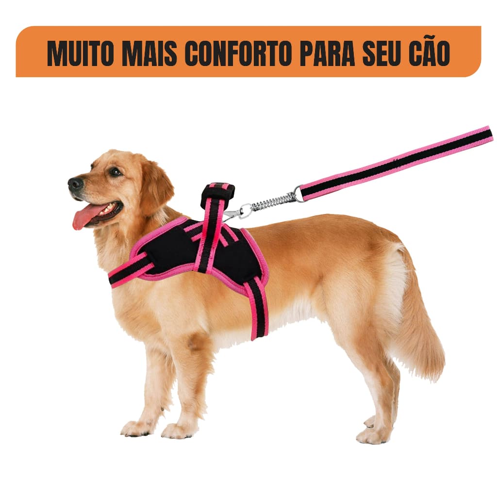 Peitoral e Guia pra Cachorro antipuxão Cães Grande e Forte Reforçada Para várias raças Pastor alemão