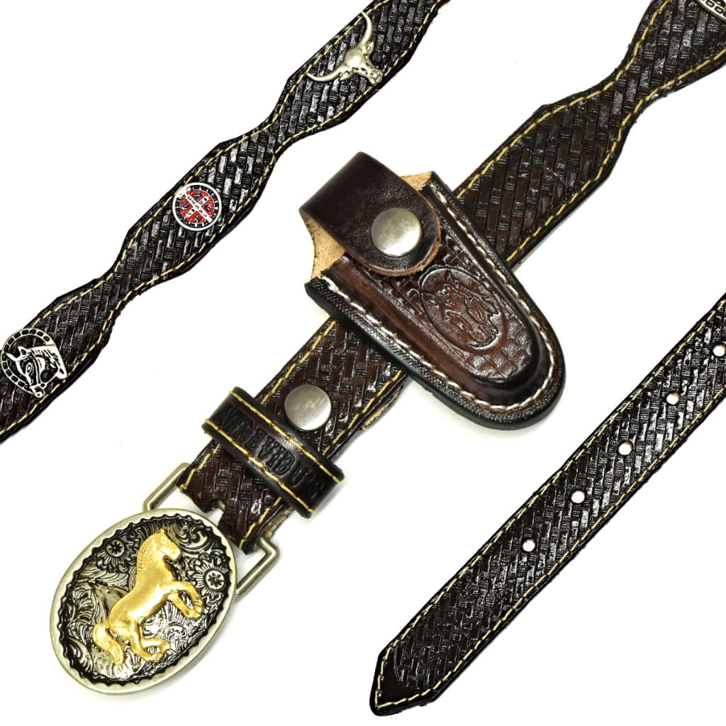 Kit Cinto/Bainha Chaveirinho Country Couro Infantil Medalhinha
