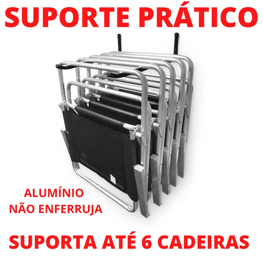 Suporte Cadeira De Praia De Parede Fixo Aluminio Fixo Não Enferruja Organização Pratico