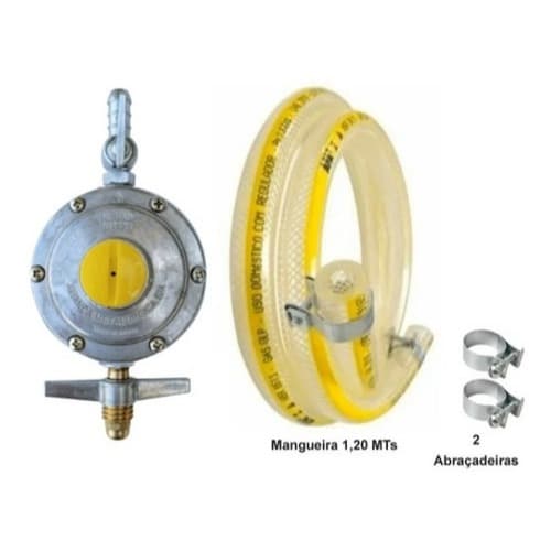 Kit 1.25m Mangueira Gás +Registro Aliança 2kg grande Botijão