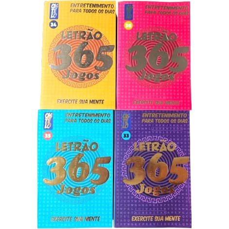 kit 4 livro de passatempo 365 jogos LETRÃO para diversão ficar ainda melhor.