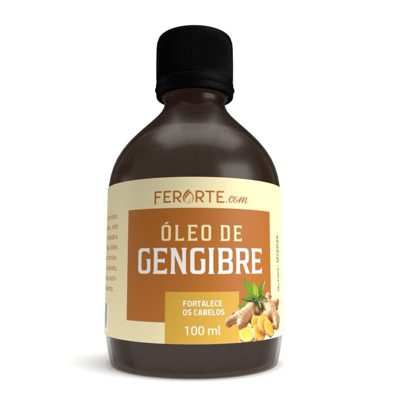 Óleo Vegetal de Gengibre Vegano 100ml combate linhas de expressão, revitaliza a pele