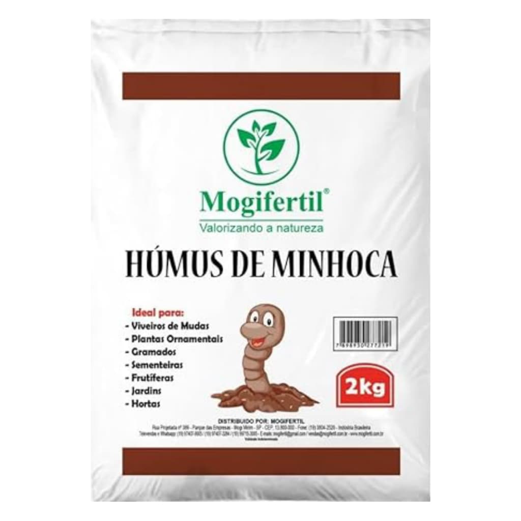 Humus de Minhoca 2kg, 6kg e 10kg - Adubo Orgânico para Plantas, Mudas e Hortas