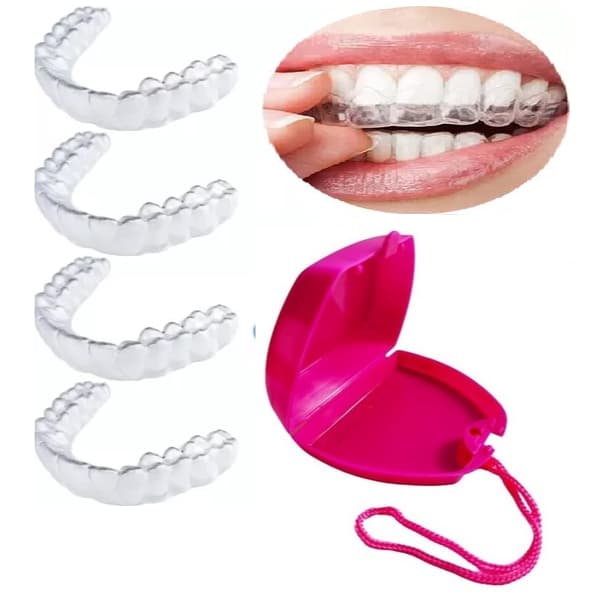 4 Placa de Bruxismo Silicone Moldável Aparelho Inferior e Superior e Estojo