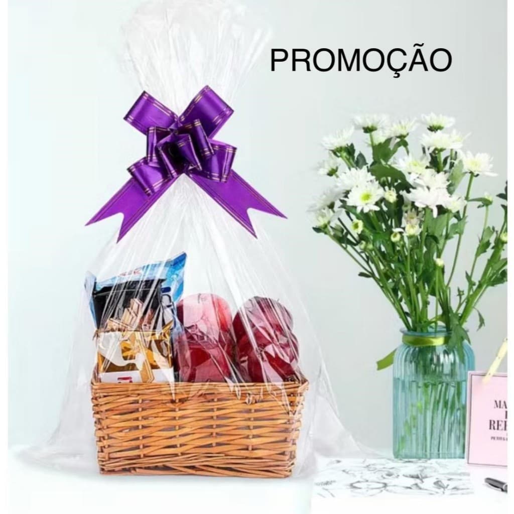 50 saco transparente 50x70cm 1kg para CESTA café da manhã saco plástico pp tipo celofane para  Páscoa dia das mãe