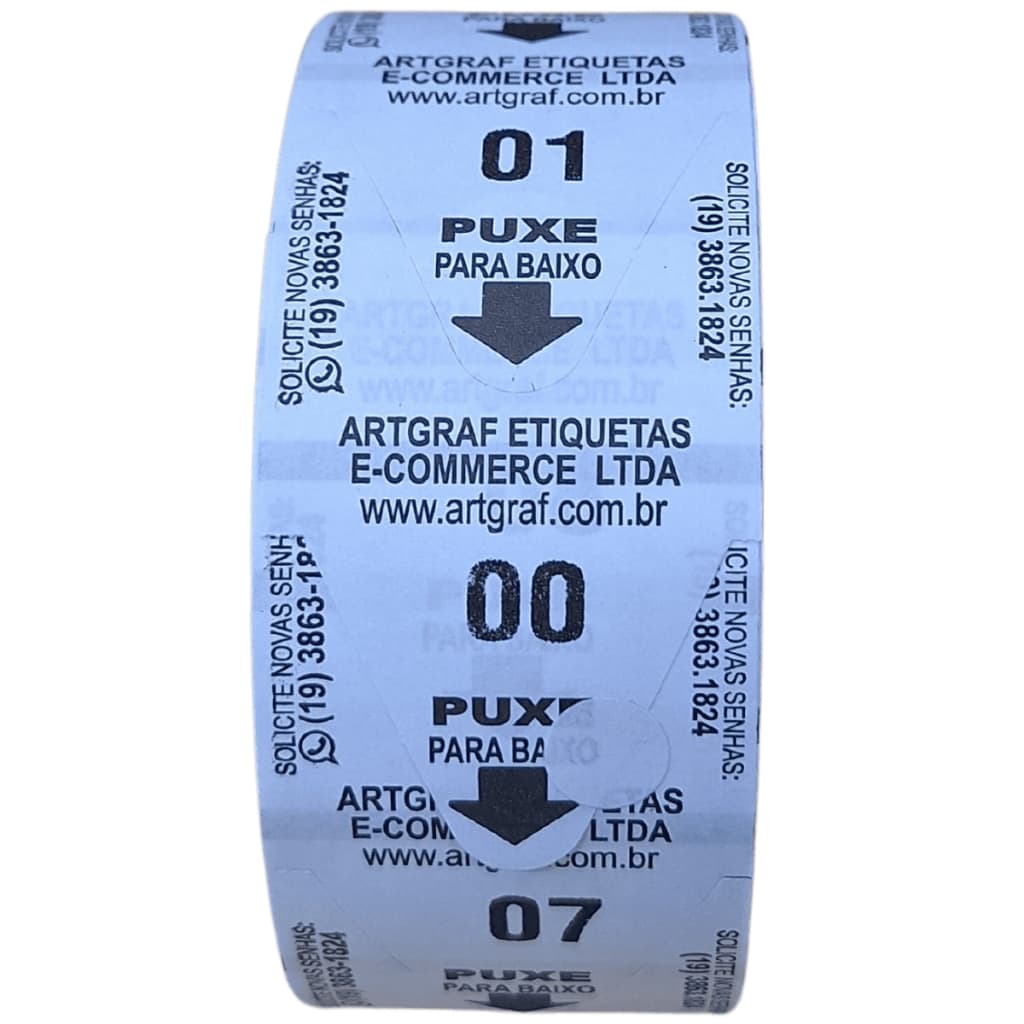 Bobina Senha Rolo C/2000 Preto 2 Dígitos Numeradas 01-99 P/Dispenser Senha