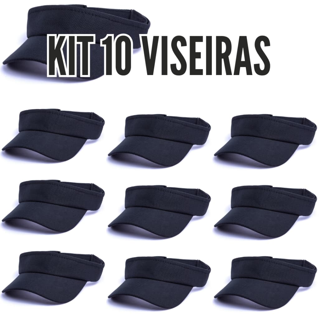 Kit Viseira Lisa 10 a 30 Unidades Proteção UV Esportiva Ajustável