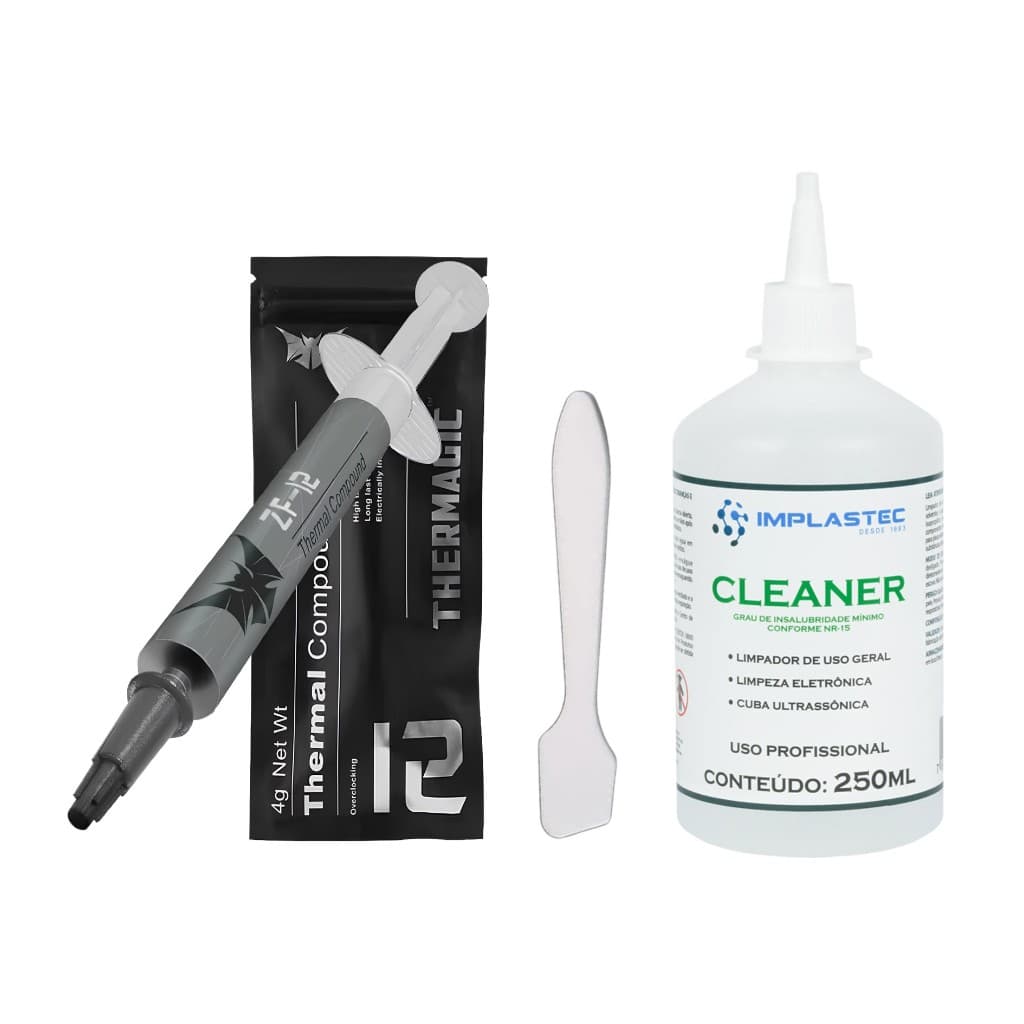 Pasta Térmica 4g Thermagic ZF12 12w/m-k + Raspador + Cleaner 250ml - Resfriamento e Manutenção PC, XBOX, Playstation 3 4