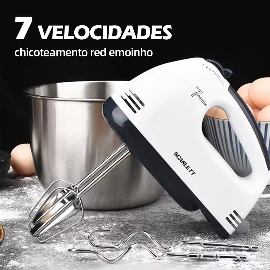 Batedeira De Mão Elétrica Bolo Chantilly 7 Velocidades 260W Batedeira Massa Bolo Ovos 110V