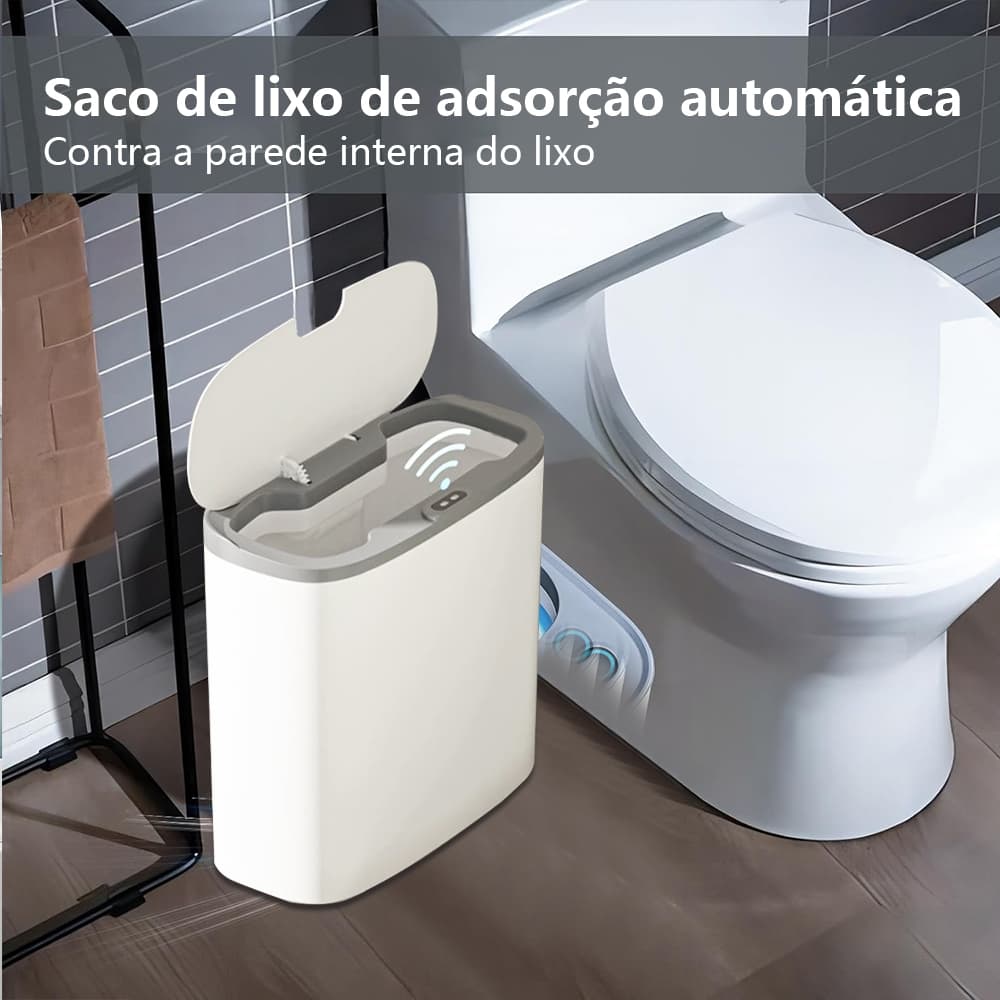 Lixeira Inteligente com Sensor Automático 14 Litros Banheiro Cozinha Escritório