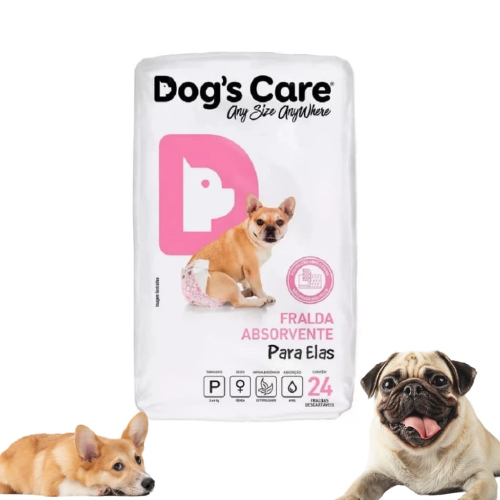 Fralda higiênica cães Pet descartável para cachorro fêmea P kit 24 unidades Dogs care