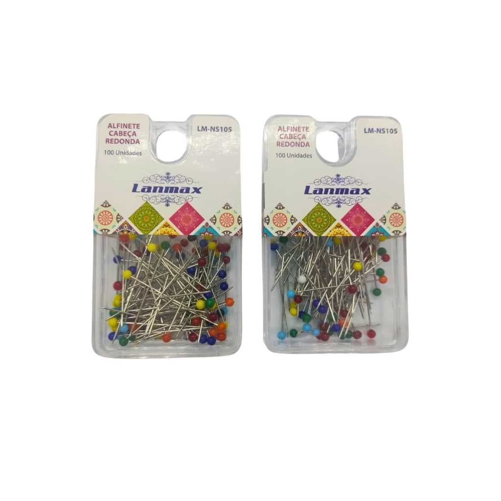 200 UNIDADES ALFINETE CABEÇA DE VIDRO FINO LANMAX