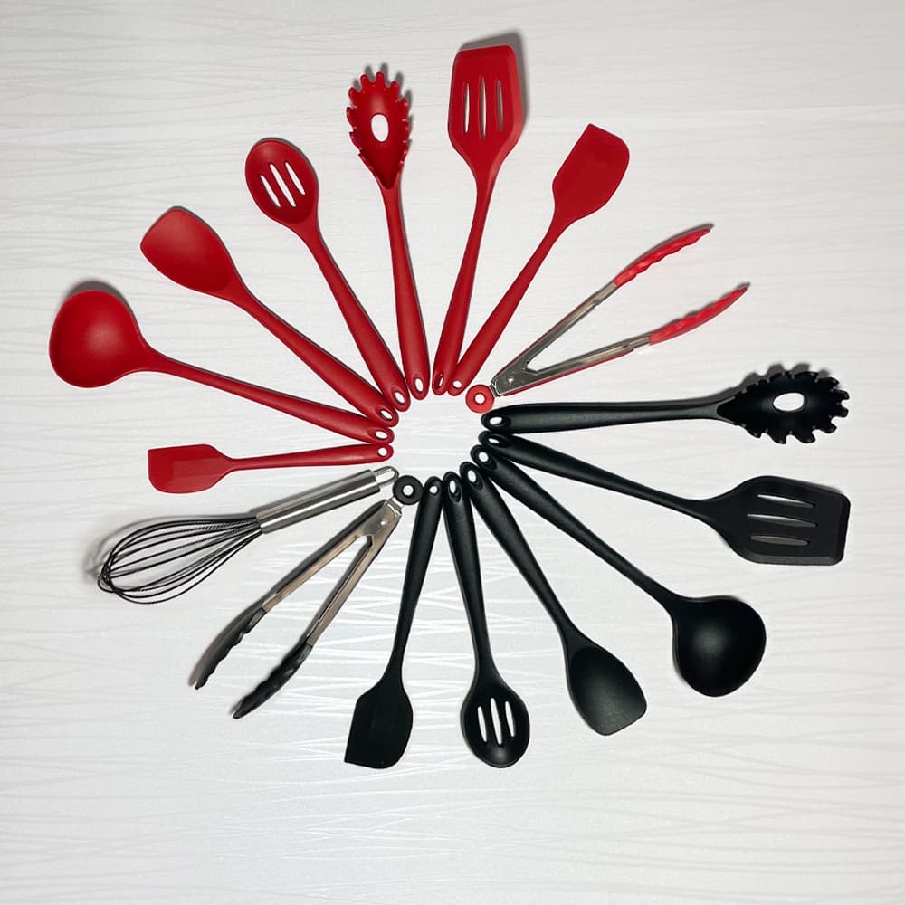Kit 10 Peças Colheres De Silicone Cabo Inox Utensílios Cozinha