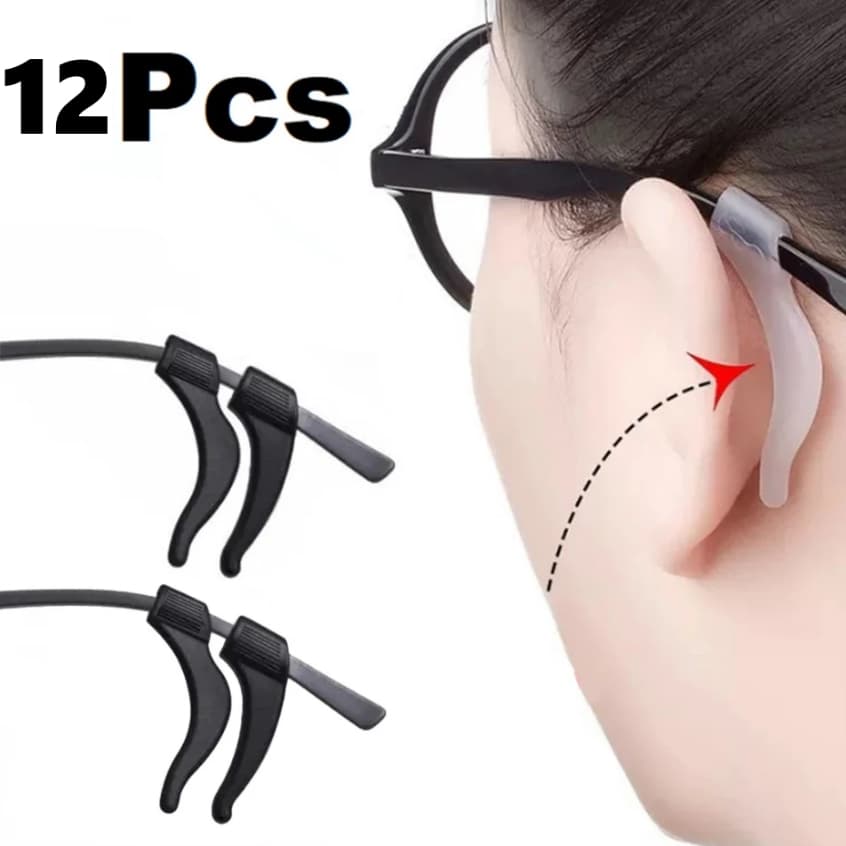 Kit 12 Suporte Trava Armação de Óculos Antiderrapante em Silicone