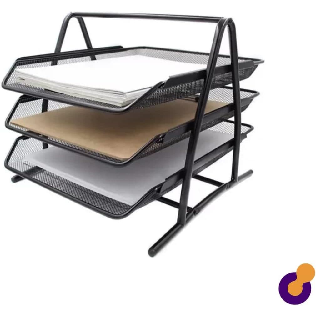 Organizador De Documentos de Mesa 3 Andares Bandeja Porta Treco Multiuso Papel A4 Metal Aramado