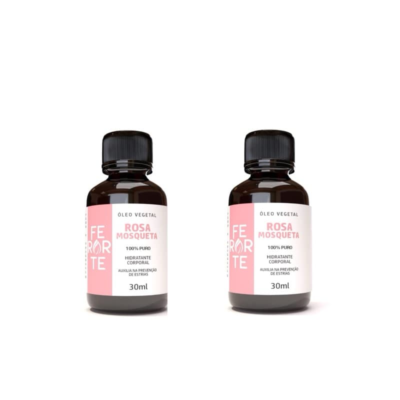 Kit 2 óleos de rosa mosqueta 100% puro 30ml manchas, acne, rejuvenescimento, clareador