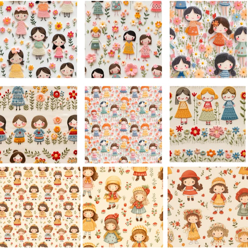 Tricoline Digital 100% algodão Meninas 50x75 ou 50x150cm