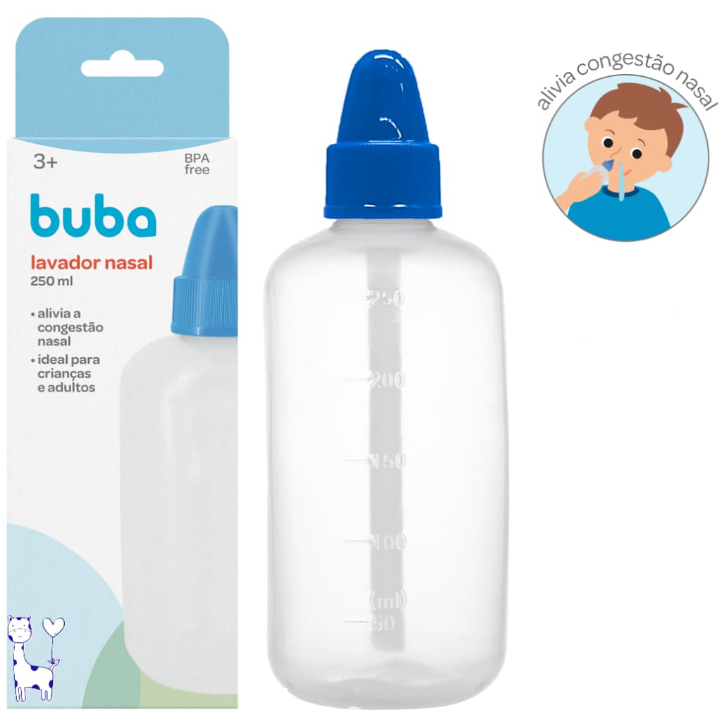 Lavador Nasal Buba 250ml | Higiene, Descongestiona e Alivia Sinusite Bebê e Adulto