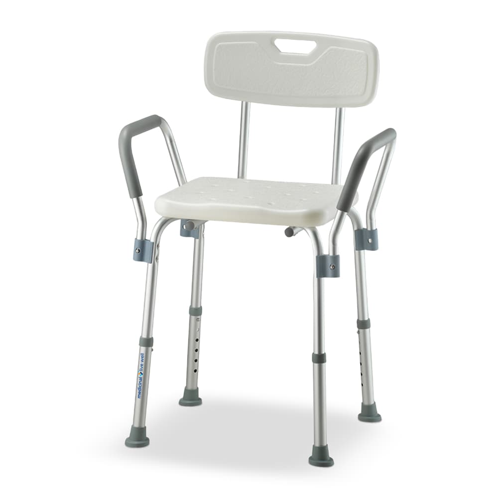 Banqueta De Banho Com Encosto e Apoio De Braço Med Live Well