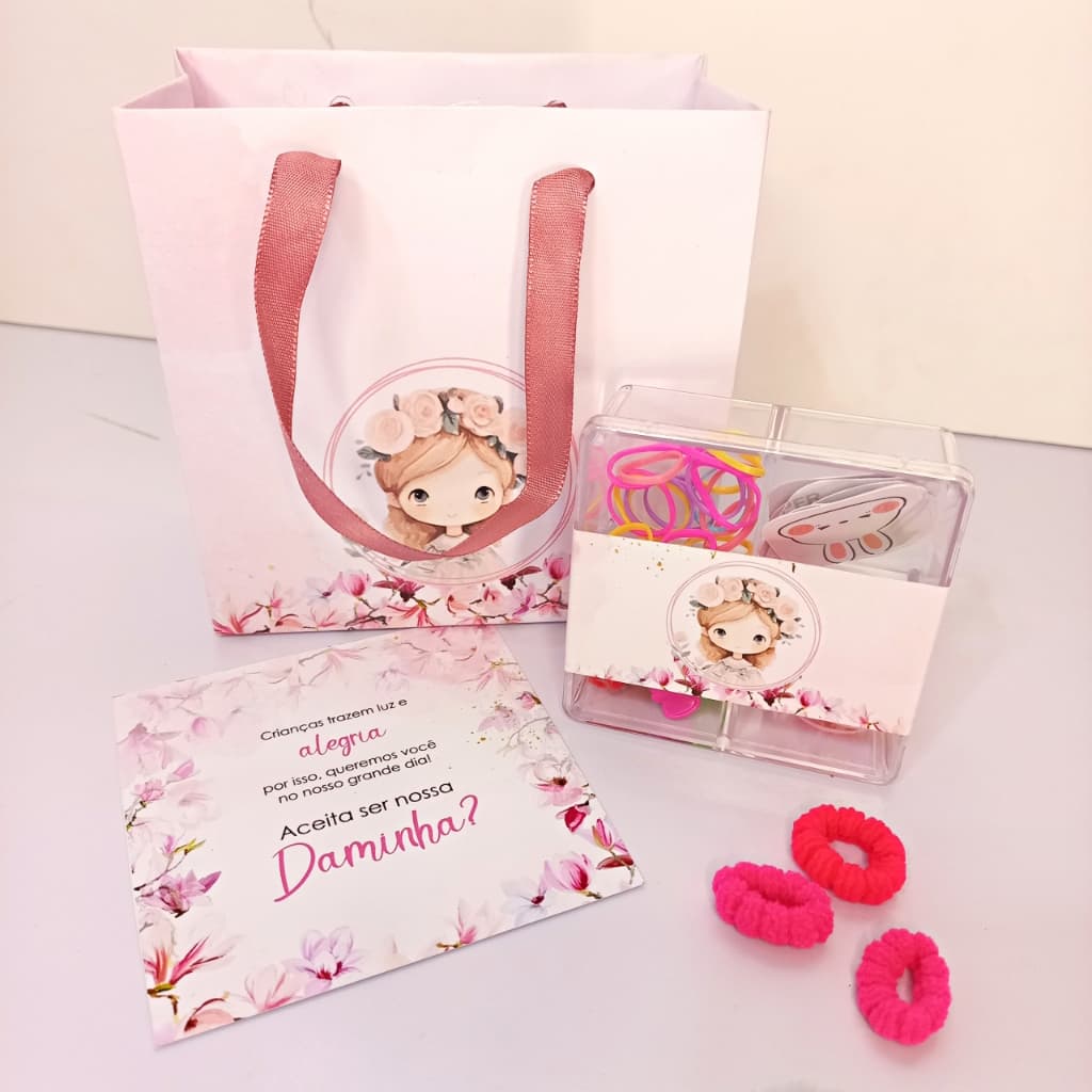 Convite de Casamento para Daminha Pajem Florista Sacolinha Acessório de Cabelo Carrinho Lembrança