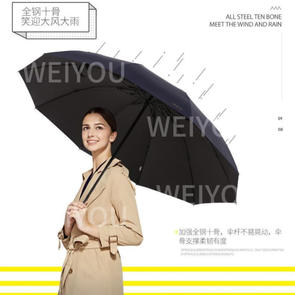 Guarda-chuva grande duplo extra grande reforçado preto cor sólida unissex com protecao solar UV