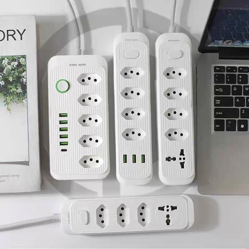Extensão Régua de 5 Tomadas 2 Tomadas Universal 2 Porta USB 1 Tipo-C 1,90m Bivolt - A631