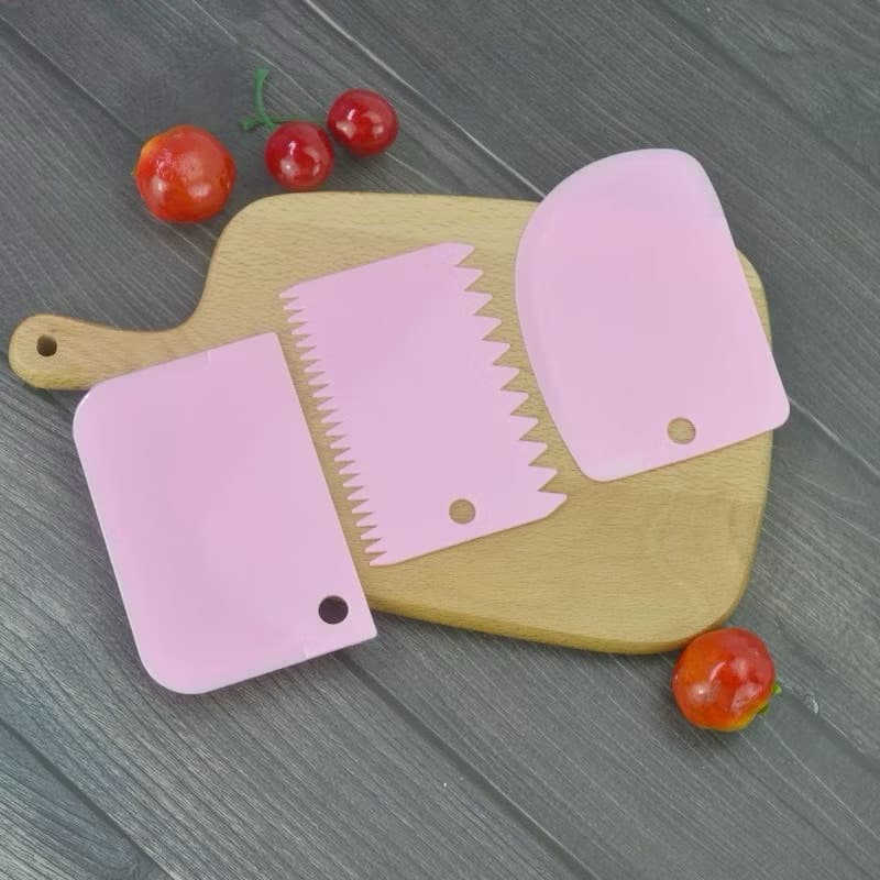 Kit 3 Espatula plástico Decorativa Alisadora Confeiteiro Para Bolo Chantilly Cobertura Creme Recheio