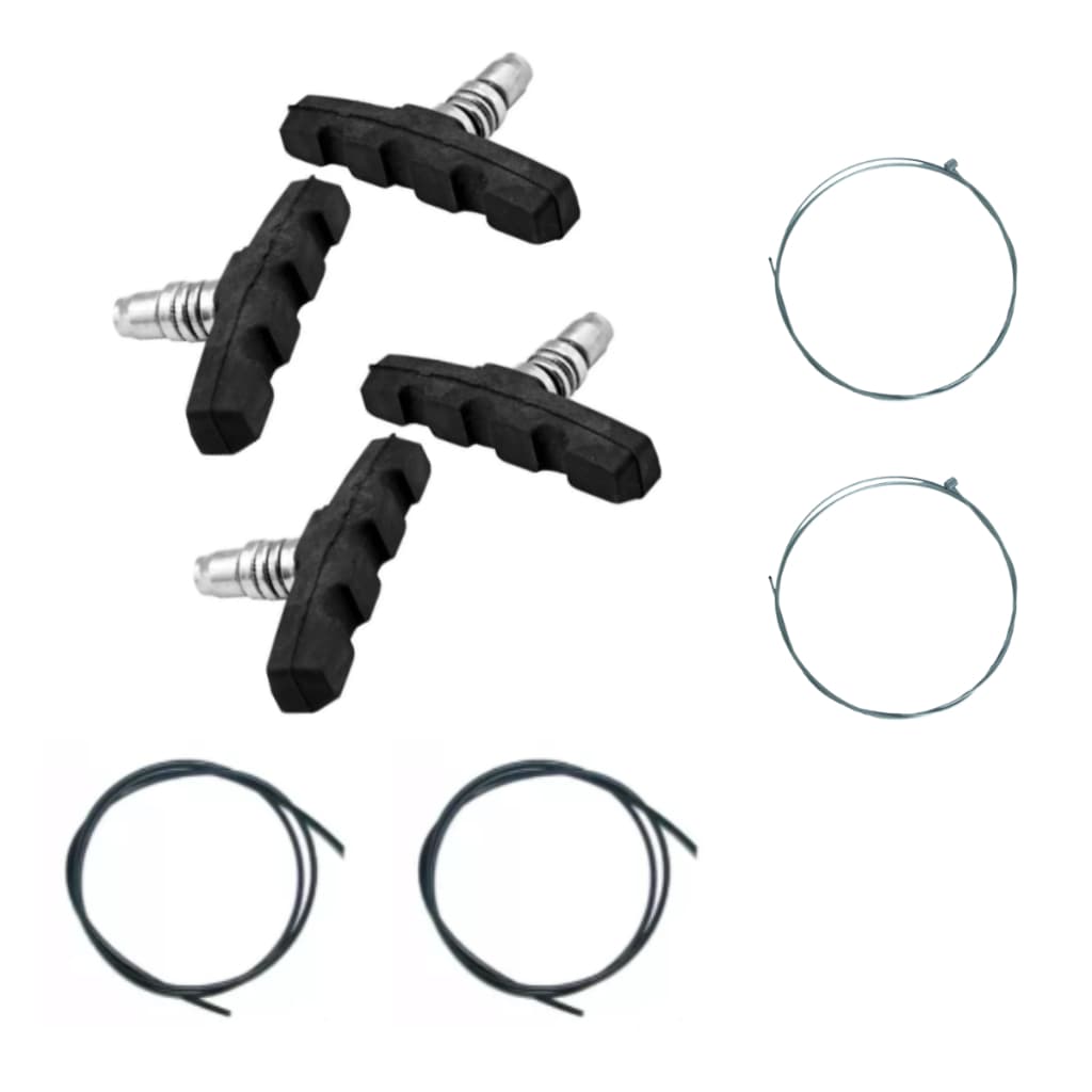 Kit Par De Freio Com 2 Pares de Sapata + 2 Cabos + 2Mtrs de capa  Para Bicicleta V-brake