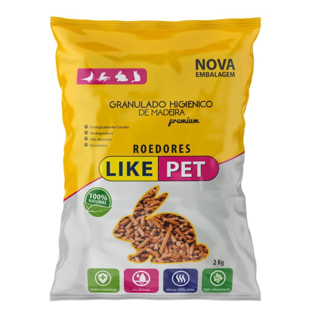 Granulado de Madeira para Roedores 2kg – Alta Absorção e Controle de Odores