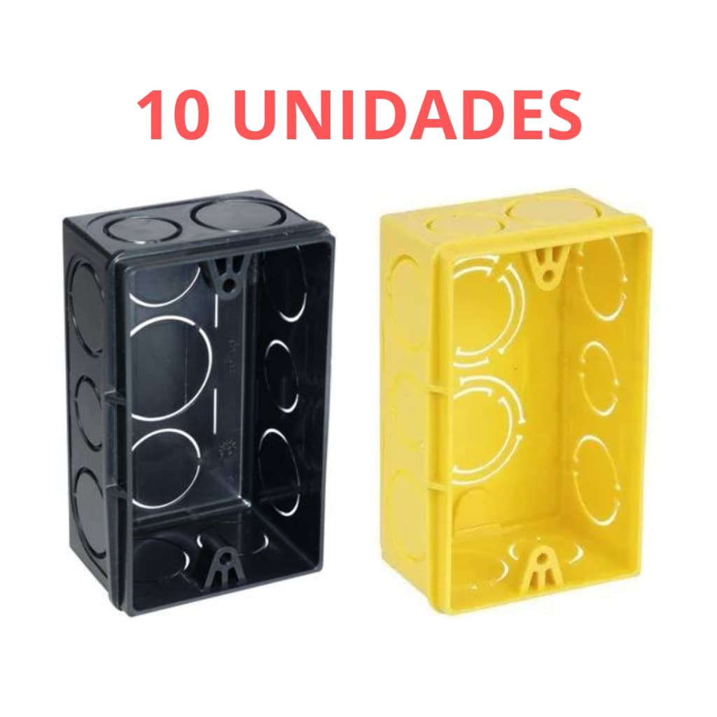 10 Caixa Caixinhas De Luz Amarela E Preta Para Tomada Interruptor 4x2 Reforçada - Promoção