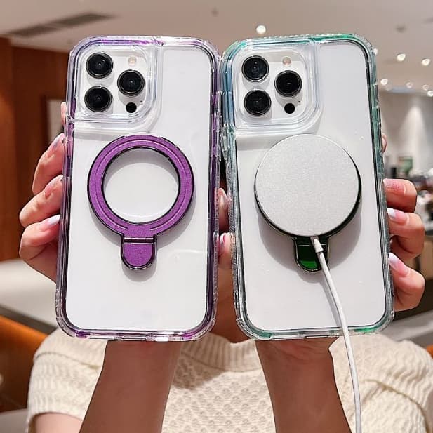 Capa Capinha Magsafe Indução Transparente Suporte Proteção Iphone 11 12 13 14 15 16 Pro MAX /PRO