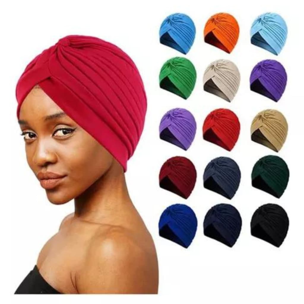 Touca feminina muçulmano touca de quimioterapia com pregas lenço cobertura para cabeça bandana índia