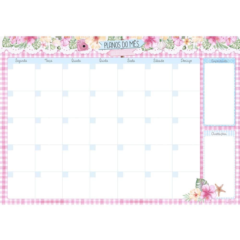 Planner Mensal Organizador De Tarefas Floral Tropicais Aquareladas Feminino Papelaria Fofa Criativa