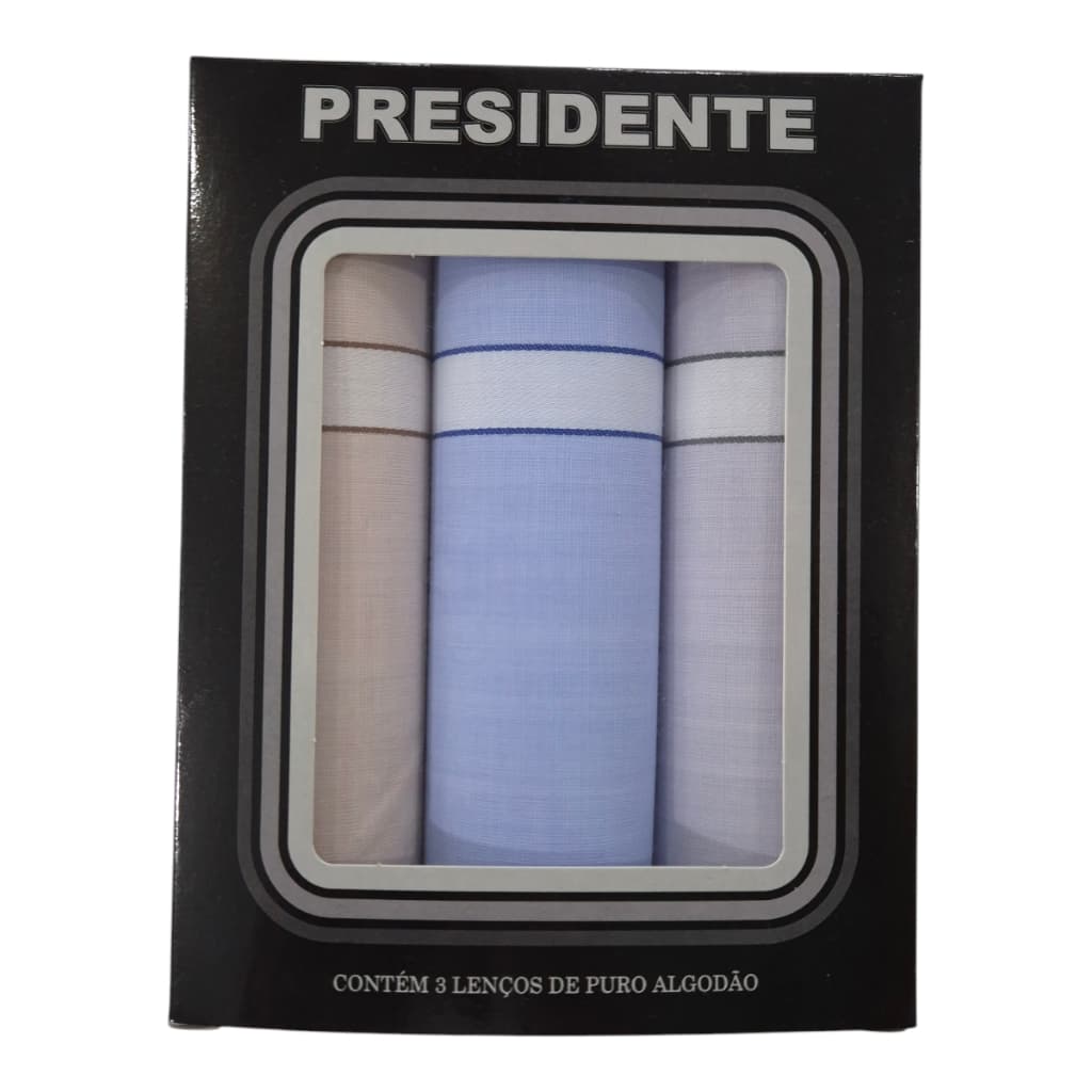 Caixa de Lenços Presidente Puro Algodão Masculino - Elegância e Sofisticação.